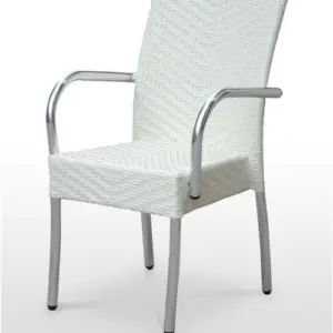 Sillón armazón de aluminio brillo tejido rattan OSLO