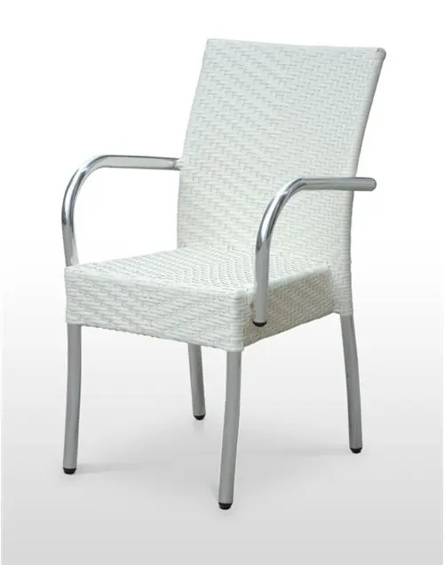 Sillón armazón de aluminio brillo tejido rattan OSLO