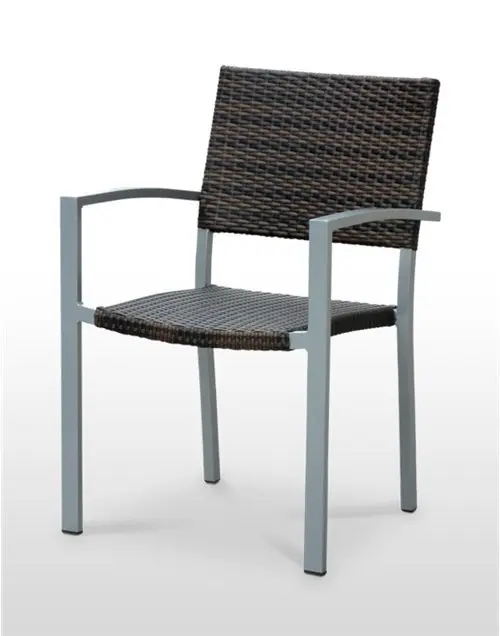 Sillón estructura aluminio gris asiento respaldo tejido rattan BERLÍN RATTAN