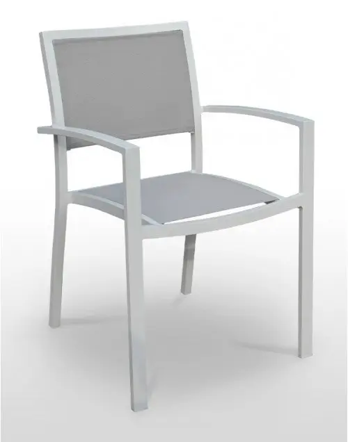 Sillón estructura aluminio blanco con asiento y respaldo en textiline color gris claro BERLÍN TEXTILINE