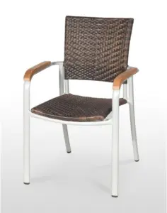 Sillón estructura aluminio gris tubo oval brazos madera teka JAMAICA