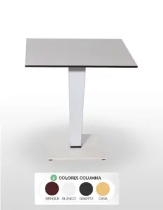 Mesa con base epoxi/inox y columna resina imitación rattan IBIZA