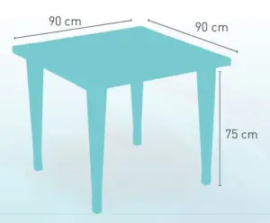 Mesa armazón aluminio con pata piramidal rattan, tablero madera teka NANTES