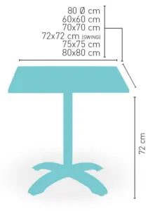 Mesa pie fundición aluminio brillo opción plegable ROMA 4 BRILLO