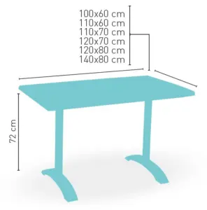 Mesa pie fundición aluminio brillo opción plegable ROMA-R BRILLO