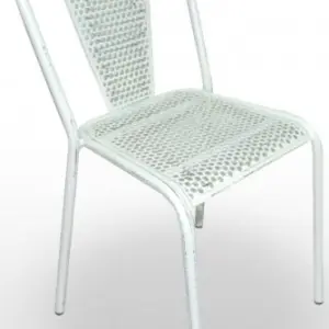 Silla apilable con asiento y respaldo en rejilla metálica