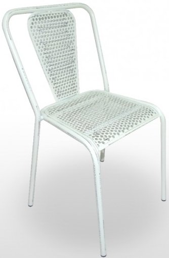 Silla apilable con asiento y respaldo en rejilla metálica
