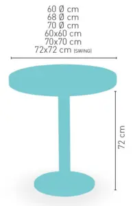 Mesa pie acero cromado columna rattan PICASSO-CR 40 Ø RATTAN