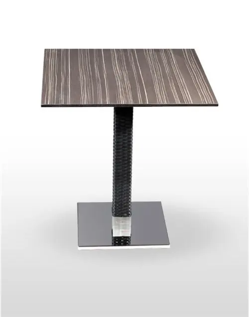 Mesa pie acero cromado columna rattan PICASSO-CR 40X40 R