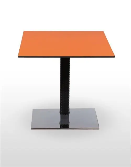 Mesa pie acero cromado columna rattan PICASSO-CR 60X40R