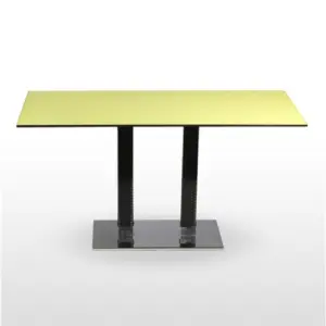 Mesa pie acero cromado columna rattan PICASSO-CR 70X40R