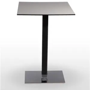Mesa alta pie acero cromado columna rattan PICASSO-H-C60X40R