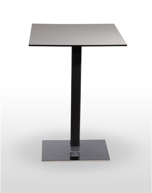 Mesa alta pie acero cromado columna rattan PICASSO-H-C60X40R