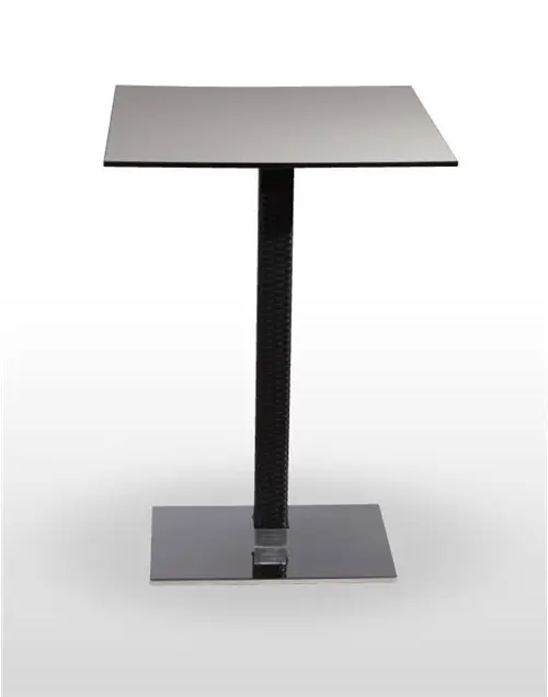 Mesa alta pie acero cromado columna rattan PICASSO-H-C60X40R