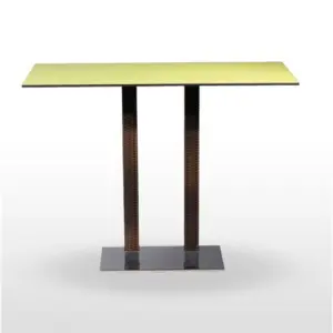 Mesa alta pie acero cromado columna rattan PICASSO-H-C70X40R