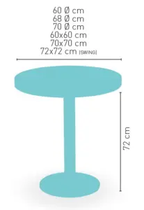 Mesa pie acero cromado columna metal lacada PICASSO-C 40Ø LACADA