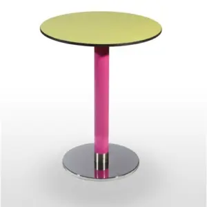 Mesa pie acero cromado columna metal lacada PICASSO-C 40Ø LACADA