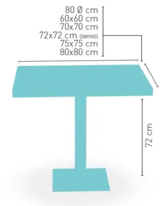 Mesa pie acero cromado columna metal lacada PICASSO-C 40x40 LAC