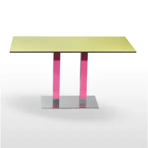 Mesa pie acero cromado columna metal lacada PICASSO-C 70x40 LAC