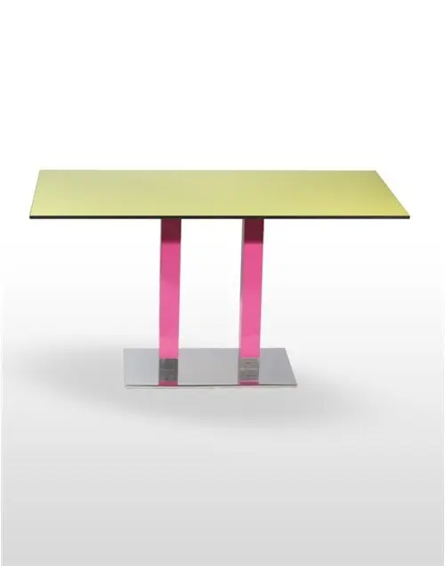 Mesa pie acero cromado columna metal lacada PICASSO-C 70x40 LAC