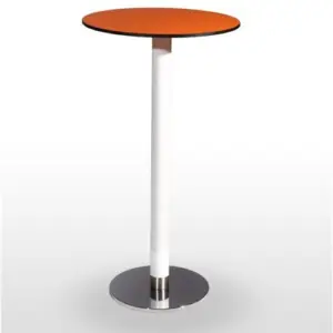 Mesa alta pie acero cromado columna metal lacada PICASSO-H-C 40 Ø LAC
