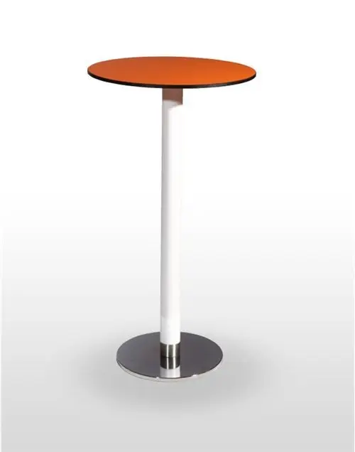 Mesa alta pie acero cromado columna metal lacada PICASSO-H-C 40 Ø LAC