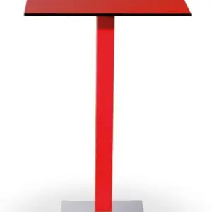 Mesa alta pie acero cromado columna metal lacada PICASSO-H-C 40x40LAC