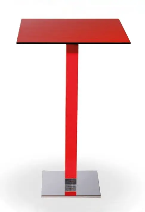 Mesa alta pie acero cromado columna metal lacada PICASSO-H-C 40x40LAC