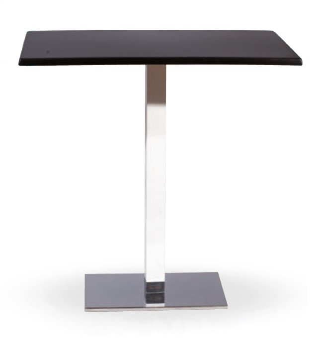 Mesa alta pie acero cromado columna metal lacada PICASSO-H-C 60x40LAC
