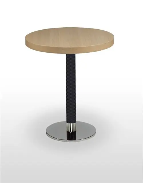 Mesa pie acero inoxidable columna rattan PICASSO-IN 40 Ø R