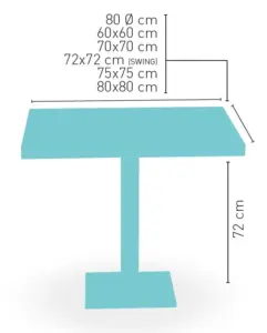 Mesa pie acero inoxidable columna rattan PICASSO-IN 40X40R