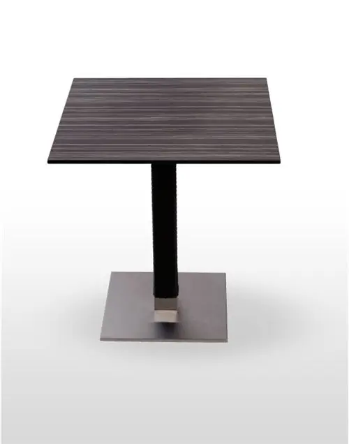 Mesa pie acero inoxidable columna rattan PICASSO-IN 40X40R