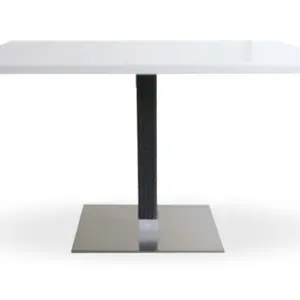 Mesa pie acero inoxidable columna rattan PICASSO-IN 60X40R