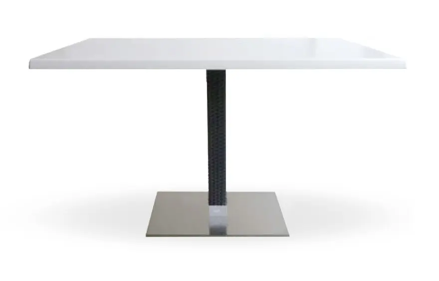 Mesa pie acero inoxidable columna rattan PICASSO-IN 60X40R