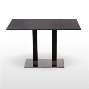 Mesa pie acero inoxidable columna rattan PICASSO-IN 70X40R