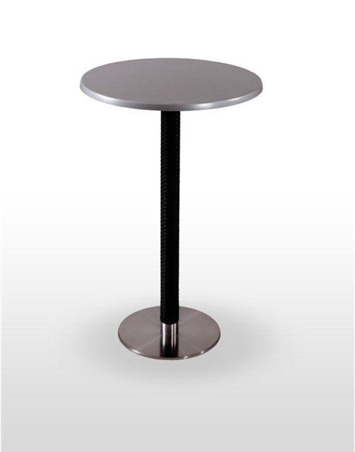 Mesa alta pie acero inoxidable columna rattan PICASSO-H-IN 40Ø R
