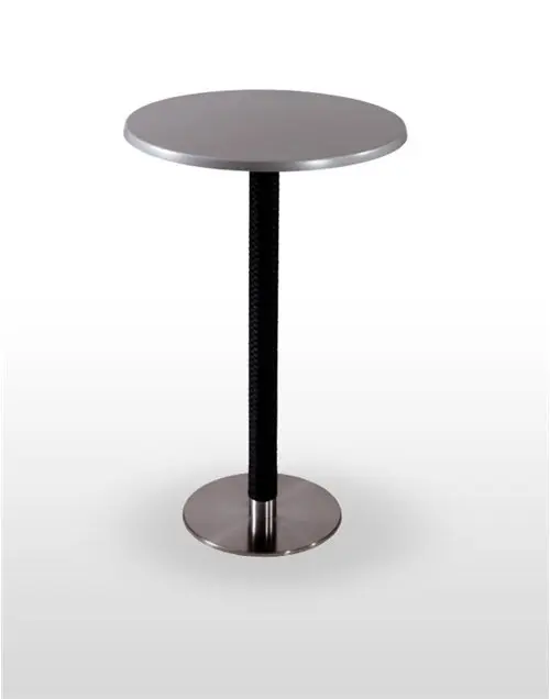 Mesa alta pie acero inoxidable columna rattan PICASSO-H-IN 40Ø R