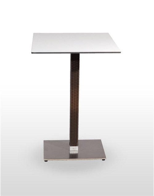 Mesa alta pie acero inoxidable columna rattan PICASSO-H-I60X40R