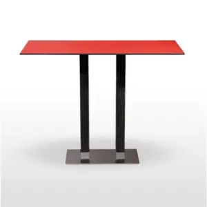 Mesa alta pie acero inoxidable columna rattan PICASSO-H-I70X40R