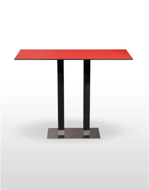 Mesa alta pie acero inoxidable columna rattan PICASSO-H-I70X40R