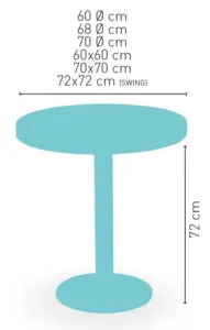 Mesa pie acero inoxidable columna metal lacada PICASSO-I 40Ø LACADA