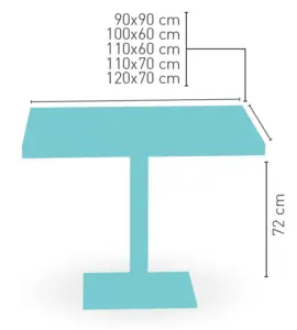 Mesa pie acero inoxidable columna metal lacada PICASSO-I 60X40 LAC
