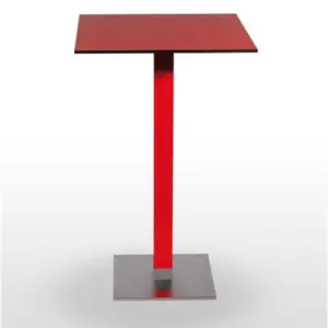 Mesa alta pie acero inoxidable columna metal lacada PICASSO-H-I 40X40LAC