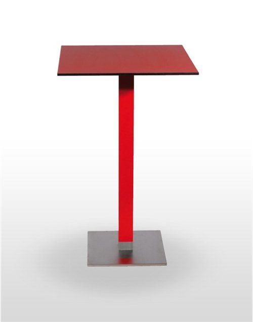 Mesa alta pie acero inoxidable columna metal lacada PICASSO-H-I 40X40LAC