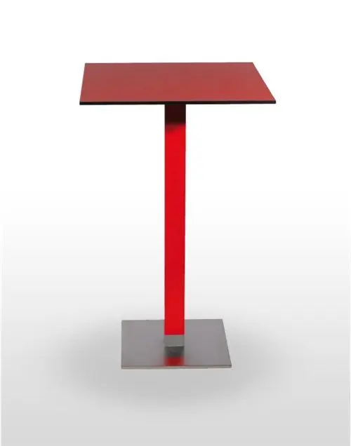 Mesa alta pie acero inoxidable columna metal lacada PICASSO-H-I 40X40LAC