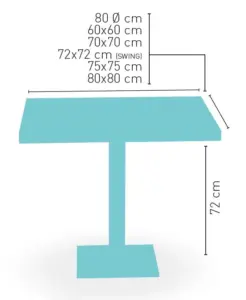 Mesa pie epoxi blanco, gris o negro, columna rattan PICASSO-EP 40X40R