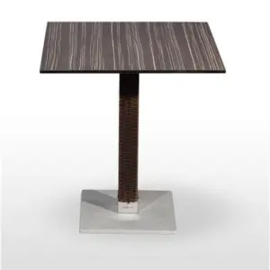 Mesa pie epoxi blanco, gris o negro, columna rattan PICASSO-EP 40X40R