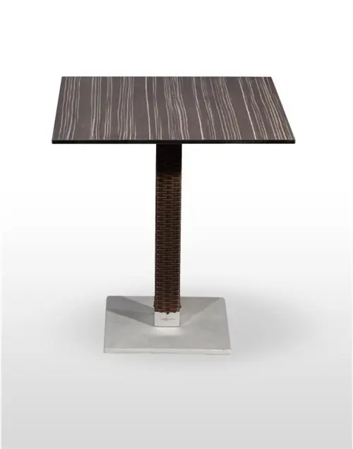 Mesa pie epoxi blanco, gris o negro, columna rattan PICASSO-EP 40X40R