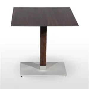 Mesa pie epoxi blanco, gris o negro, columna rattan PICASSO-EP 60X40R