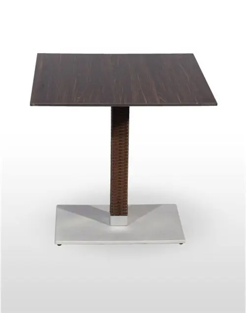 Mesa pie epoxi blanco, gris o negro, columna rattan PICASSO-EP 60X40R